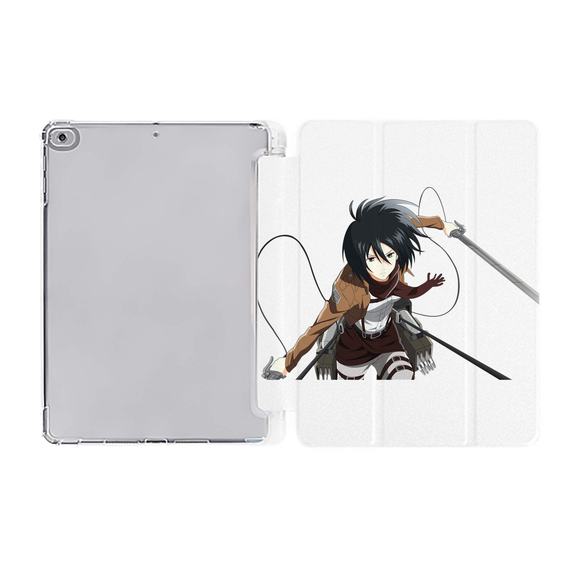 （画像用） 進撃の巨人 ミカサ·アッカーマン Attack on Titan Mikasa Ackerman IPad ケース ペン収納付き 三つ折りスタンド PUレザー×シリコン 対応機種9.5/10.5/10.9インチ